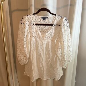 Maternity Chic White Eyelet Women's Blouse
